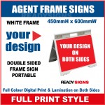 Frame Sign Agent  - 450mmH x 650mmW - White Frame